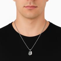 Colar Prata 925 Água-Marinha Polida Natural Masculino