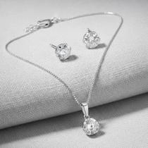 Colar Prata 925 Brinco Prata 925 Zircônia Zarpellon Colar Prata 925 Brinco Prata 925 Zircônia Zarpellon