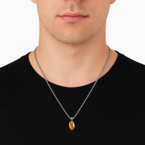 Colar Prata 925 Citrino Polido Verdadeiro Natural Masculino Colar Prata 925 Citrino Polido Verdadeiro Natural Masculino