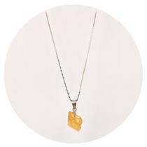 Colar Prata 925 com Banho em Platina Topázio Imperial Bruto Colar Prata 925 com Banho em Platina Topázio Imperial Bruto