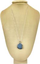 Colar Prata 925 com Banho em Ródio Hematita Bruta Natural