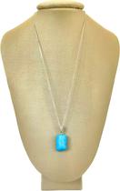 Colar Prata 925 com Banho em Ródio Howlita Azul Natural Colar Prata 925 com Banho em Ródio Howlita Azul Natural