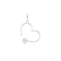 Colar prata 925 coração Zircônia Redonda Cristal Fabro Saints