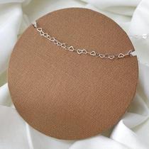 Colar prata 925 elos coração pequeno 40 cm