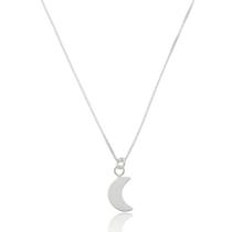 Colar Prata 925 Feminino com Pingente de Lua 40cm Delicado