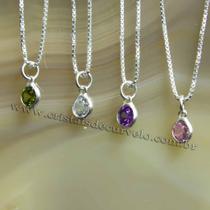 Colar Prata 925 + Pingente Prata 925 com pedra Turmalina rosa de Zircônia 120394 Colar Prata 925 + Pingente Prata 925 com pedra Turmalina rosa de Zircônia 120394