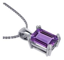 Colar Prata 925 Retangular Ametista - Exclusivo