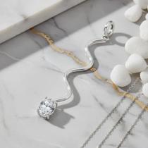 Colar prata 925 serpente Zircônia Redonda Cristal Fabro Saints Colar prata 925 serpente Zircônia Redonda Cristal Fabro Saints