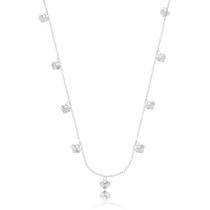 Colar Prata 990 Feminino Gargantilha com Coração Cordão