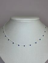Colar prata com pedras azul zirconia