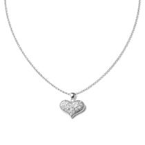 Colar Prata Coração Cravejada Zircônia Brilhante Feminina Luxo Corrente Colar Prata Coração Cravejada Zircônia Brilhante Feminina Luxo Corrente