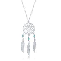 Colar Prata Esterlina com Pingente Dreamcatcher Turquesa