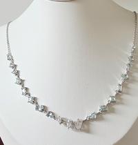 Colar prata luxo 925 rodinada cristal azul e branco 45cm Rosangela lima joias Colar prata luxo 925 rodinada cristal azul e branco 45cm Rosangela lima joias