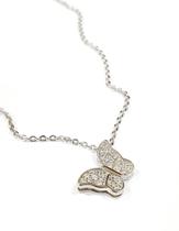 Colar Prata Ródio Com Pingente Borboleta De Lado Cravejado