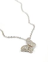 Colar Prata Ródio Com Pingente Borboleta De Lado Cravejado