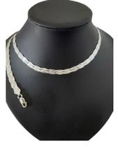 Colar Prata trançada 4x1 prata 925 Colar Prata trançada 4x1 prata 925