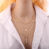 Colar Prateado Feminino Gargantilha Strass shocker acessório - Dourado - Dourado - Colar Prateado Feminino Gargantilha Strass shocker acessório - Dourado - Dourado -