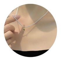 Colar Prateado Feminino Gargantilha Strass shocker Coração - Colar Prateado Feminino Gargantilha Strass shocker Coração -