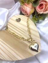 Colar premium coração elo trabalhado