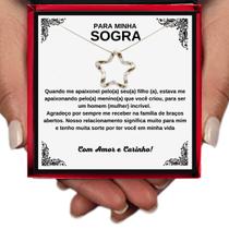 Colar Presente Aniversário Sogra Estrela Prata Silver Esterlina 925 Legítima + Dedicatória