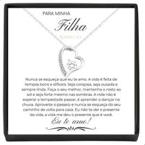 Colar Presente Para Minha Filha Em Aço Inox Banhado a Prata Com Mensagem e Caixa