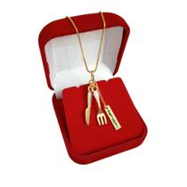 Colar Profissão Gastronomia Modelo Talheres Banhado A Ouro Colar Profissão Gastronomia Modelo Talheres Banhado A Ouro