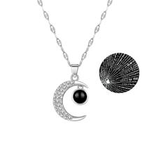 Colar Projetor Meia Lua Eu Te Amo 100 Idiomas Línguas Amor