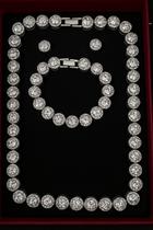 Colar Pulseira Brinco Rivieira Redondo Zirconia Cravejado Feminino Colar Pulseira Brinco Rivieira Redondo Zirconia Cravejado Feminino