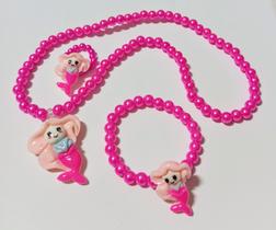 Colar Pulseira com Anel Pérolas Infantil