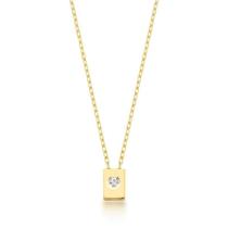 Colar quadradinho com coração cravejado