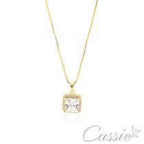 Colar Quadrado com Zircônias Banhado a Ouro 18k