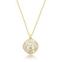 Colar quadrado cristais e flor central