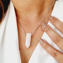 Colar QUARTZO BRANCO - Pedra NATURAL e corrente em PRATA 925