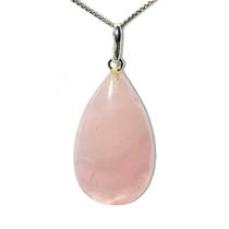 Colar Quartzo Rosa Lapidação Gota Montagem Prata 950 Colar Quartzo Rosa Lapidação Gota Montagem Prata 950