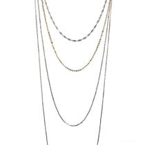 Colar Quatro Fios em Ródio e Ouro 18k com Extensor Ajustável