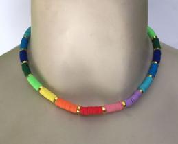 Colar rainbow beads hematita
