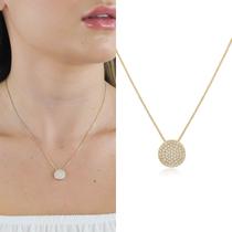 Colar Redondo com Pedras Micro Zircônias Semi Joias Banhado Ouro 18k