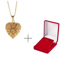 Colar relicário com Caixa de veludo e foto colocada Banhado presente personalizado