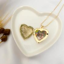 Colar Relicário Coração Banhado a Ouro 18K