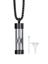 Colar relicário de cremação Richsteel com pingente ampulheta 4,7 cm