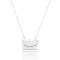 Colar Relicário Envelope Carta Banhado a Prata