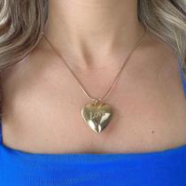Colar Relicário Gargantilha Pingente Coração Love Banhado em Ouro 18k