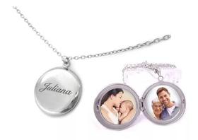 Colar Relicário Pingente Com Nome Gravado Laser Unissex