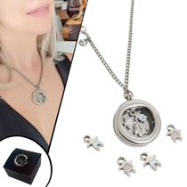 Colar Relicário Redondo Até 5 Pingentes Menina Menino Pet Corrente Prata Groumet Elo Duplo Mãe Colar Relicário Redondo Até 5 Pingentes Menina Menino Pet Corrente Prata Groumet Elo Duplo Mãe