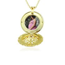 Colar relicário redondo com foto folheado a ouro Colar relicário redondo com foto folheado a ouro