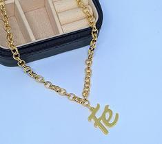 Colar Religioso Fé Manuscrito Feminino Corrente Elo Português Gargantilha Folheado Ouro Tendência Moda