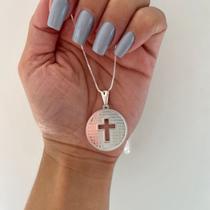Colar Religioso medalha crucifixo Semijoias