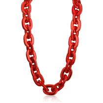 Colar Remuuly Chunky Hip Hop vermelho 100 cm de plástico