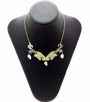 Colar Renda Com Pingentes De Folhas Banho Ouro 18k 1639 Colar Renda Com Pingentes De Folhas Banho Ouro 18k 1639