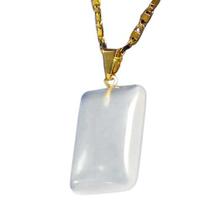 Colar Retangular Cristal Opalado 26mm Natural Pino Dourada